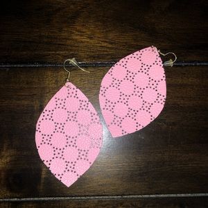 Pink Leather Earrings